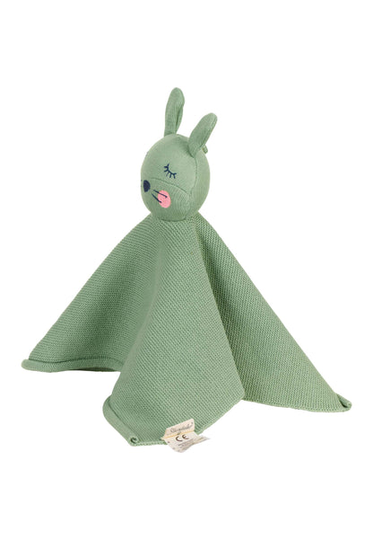 Rabbit Kinni cuddly blanket in medium green, 27 cm