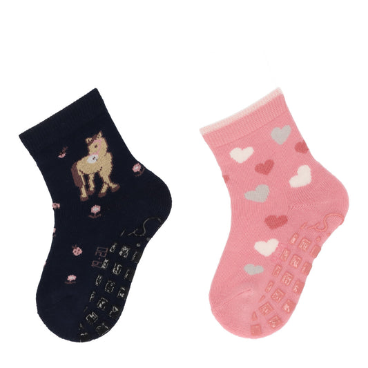 Lot de deux chaussettes ABS cheval et coeurs