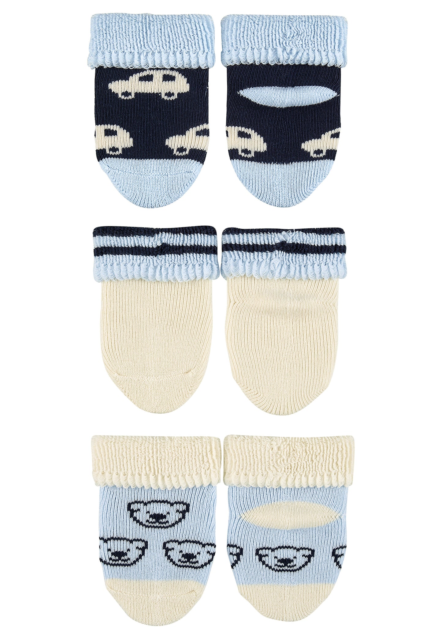 First socks with cuffs, pack of 3