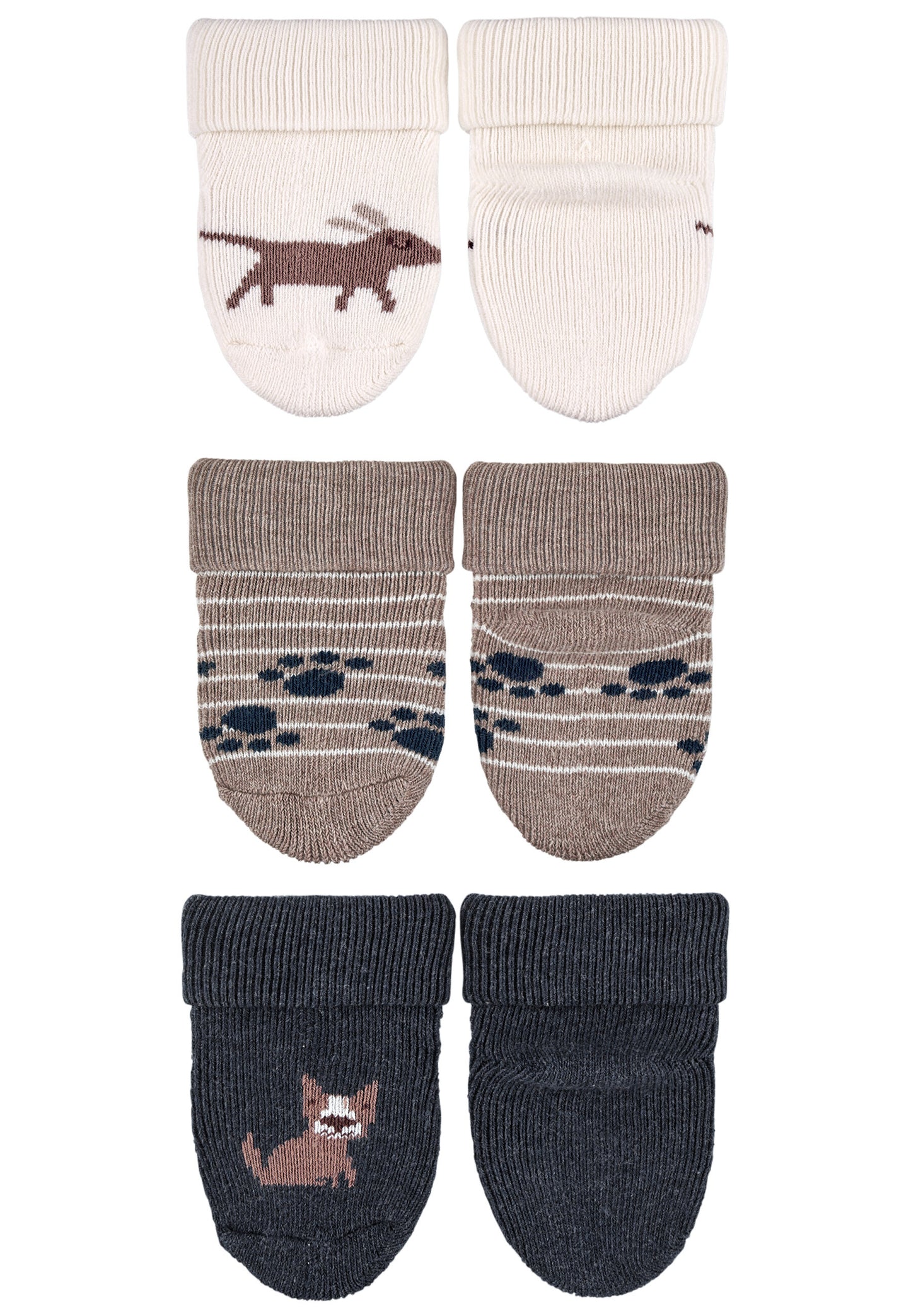 Premières chaussettes à revers, lot de 3