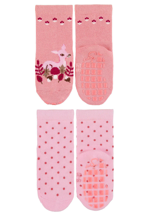 ABS-Socken 2er-Pack Rehkitz und Tupfen in Rosa ⭐️